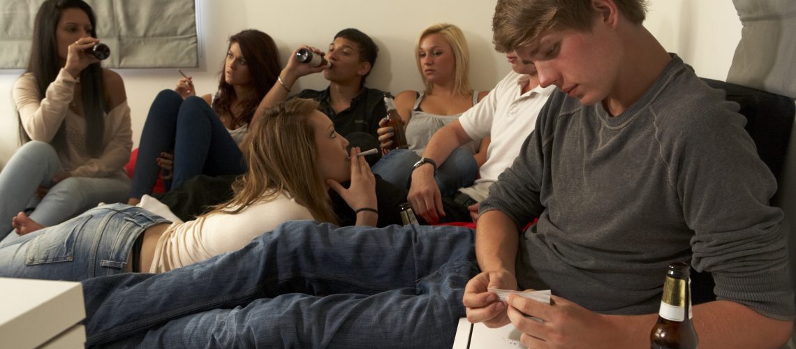 Teenagers drinking and smoking